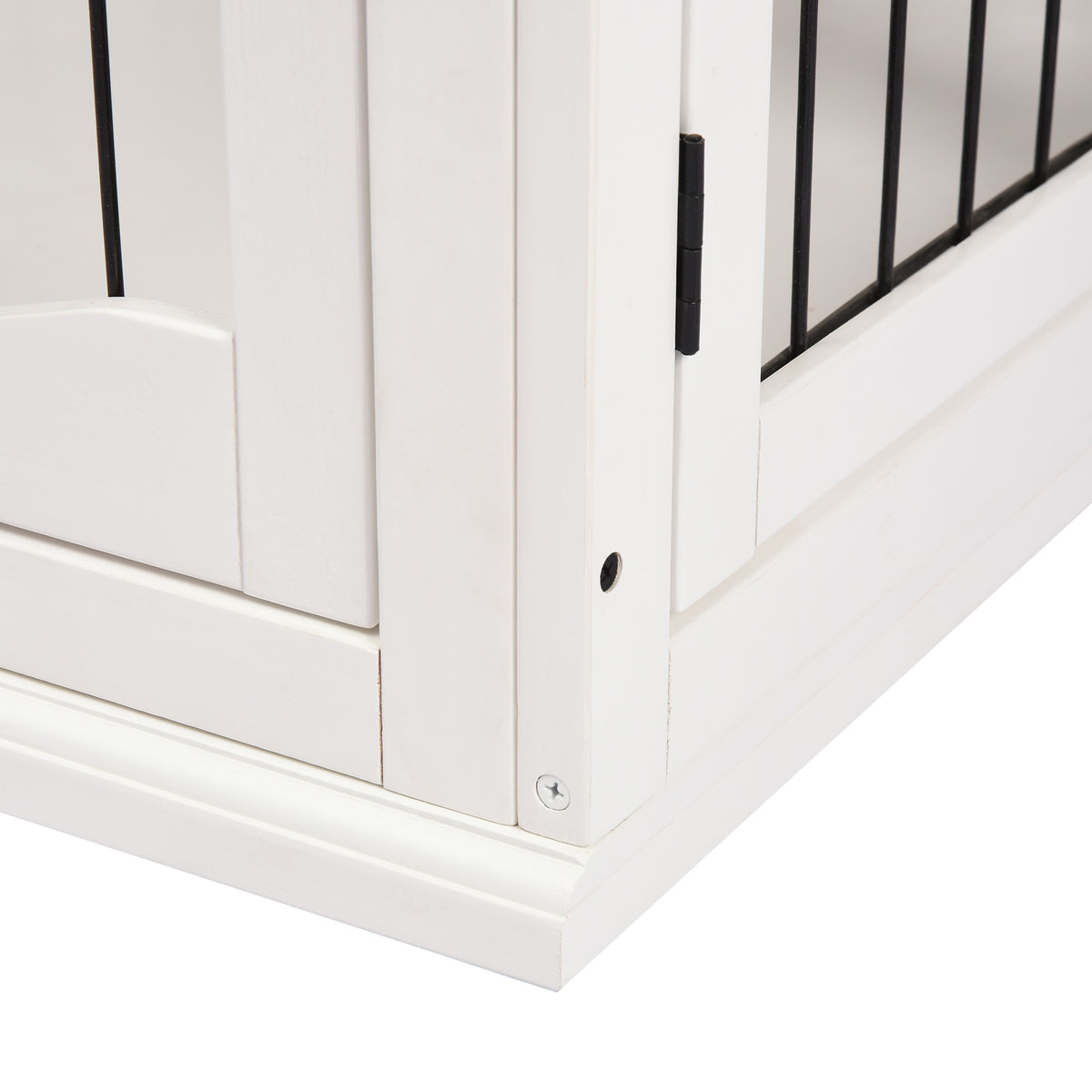 PawHut Transportbox für Hunde 58,5 cm x 81 cm x 66 cm Türen, MDF-Holz Eisen, 58, 5 cm x 81 cm x 66 cm, Weiß