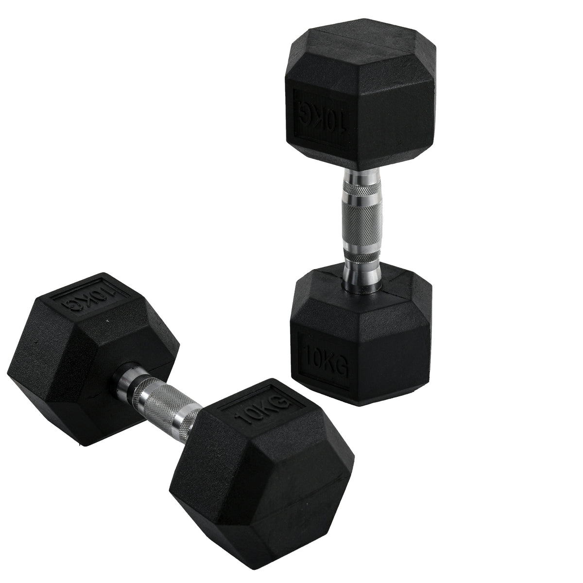 HOMCOM Hantelset, 2er Set Hanteln mit gerändeltem Griff, Kurzhantelset aus Gusseisen, 2 x 10 kg, Kurzhanteln für Männer und Frauen, Dumbbell Set für Zuhause, Fitnessstudio, Krafttraining