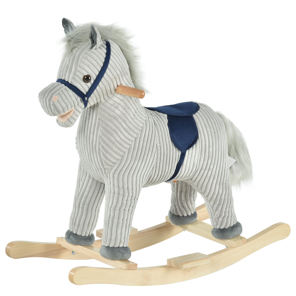 HOMCOM Kinder Schaukel Schaukeltier Schaukelpferd Grau 73 x 35 x 64 cm