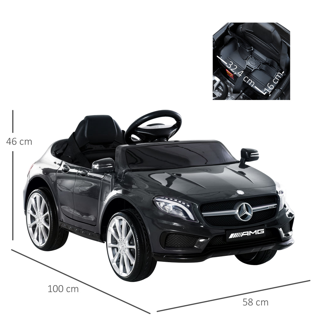 HOMCOM Elektroauto für Kinder unter Lizenz Mercedes Benz GLA AMG mit Fernbedienung MP3 USB Lichter und Sounds Schwarz