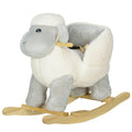 AIYAPLAY Schaukelpferd, niedliches Schaf, Sicherheitsgurt, Soundeffekte, 1,5-3 Jahre, bis 40 kg, Grau
