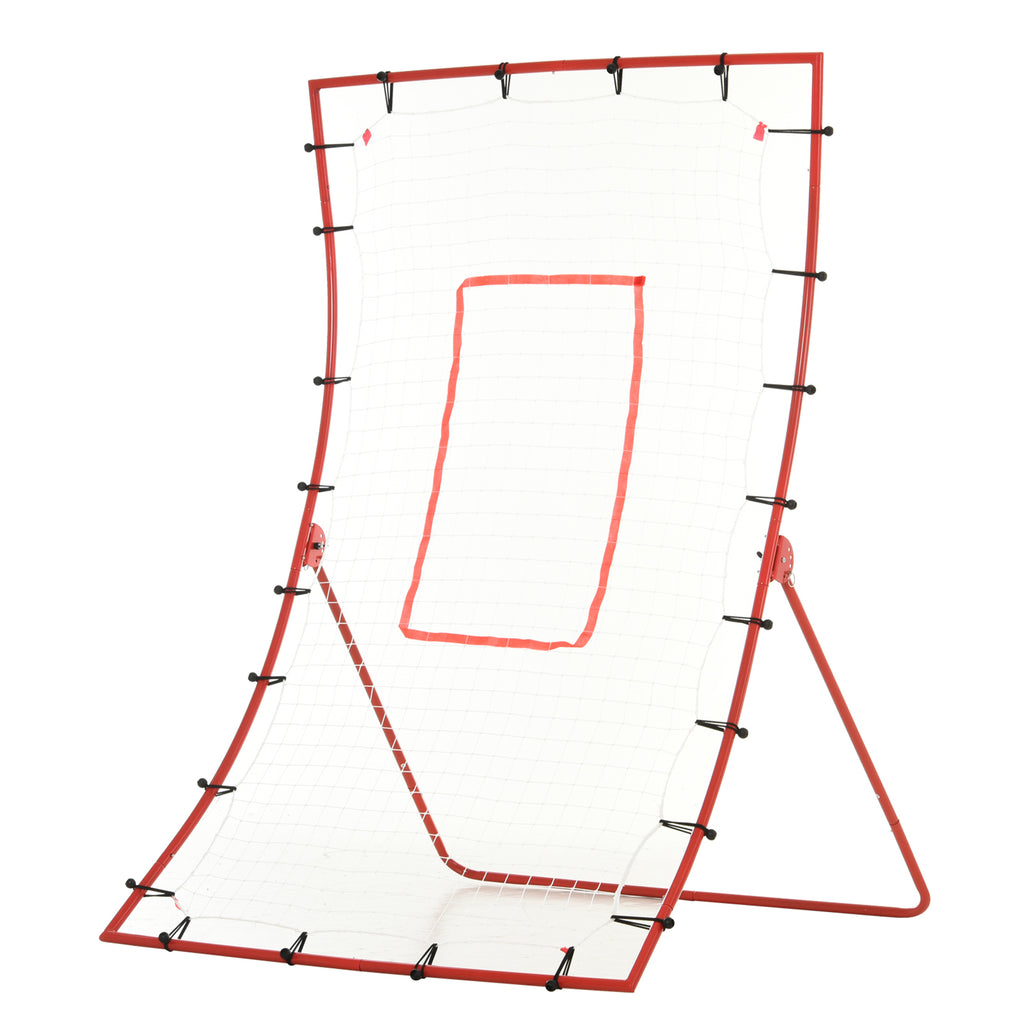 HOMCOM Fußball-Rebound-Netz, Fußball-Rebounder, verstellbare Winkel, Befestigungszubehör inklusive, Rot, Weiß