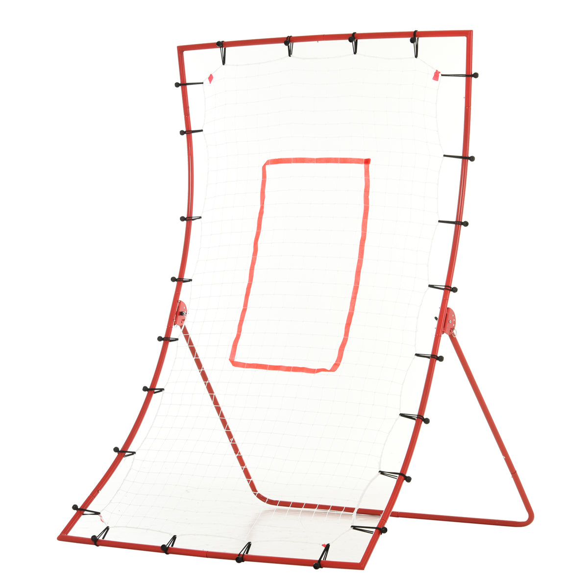 HOMCOM Fußball-Rebound-Netz, Fußball-Rebounder, verstellbare Winkel, Befestigungszubehör inklusive, Rot, Weiß