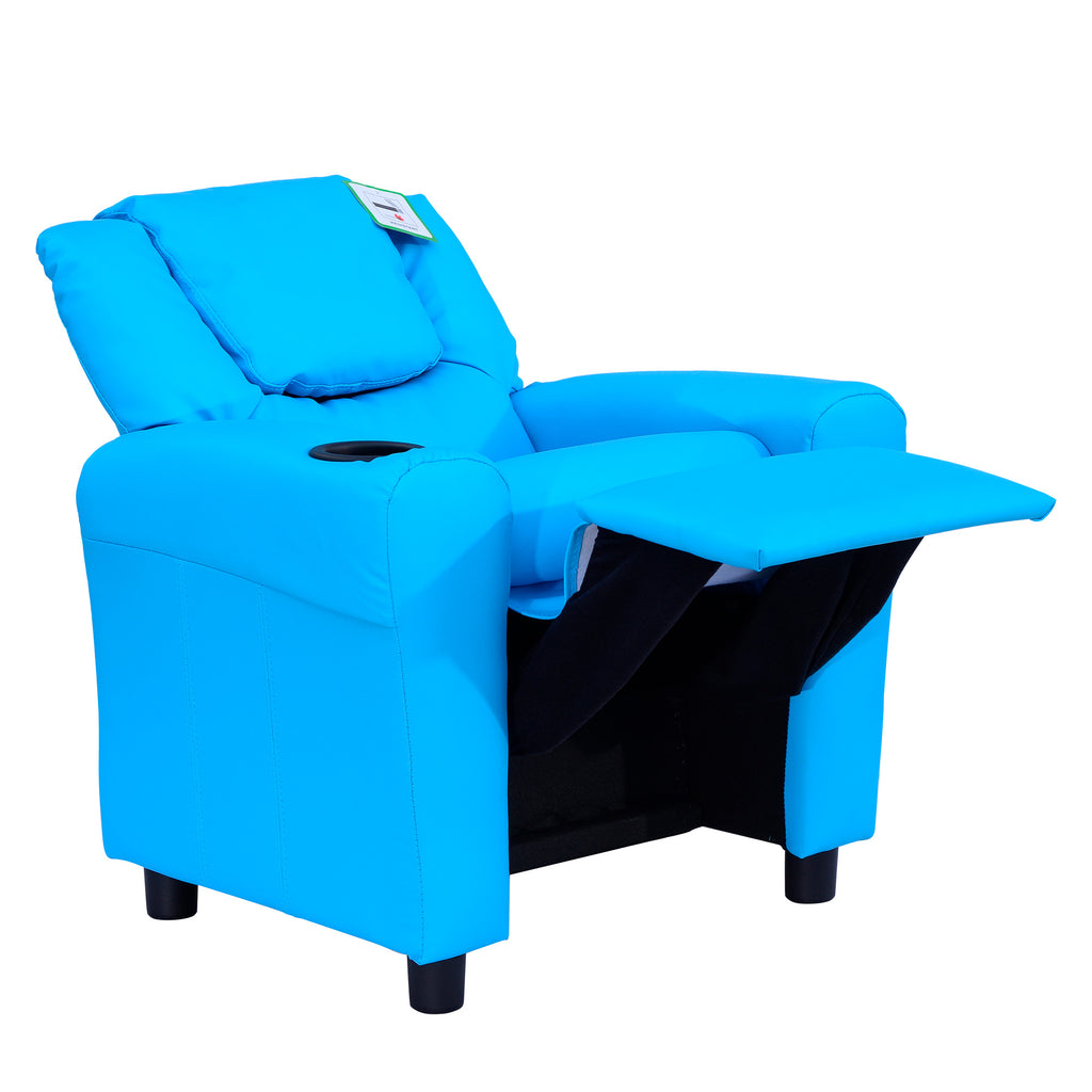 HOMCOM Kindersessel mit neigbarer Rücklehne 62 x 52 x 69cm Massivholzrahmen Blau