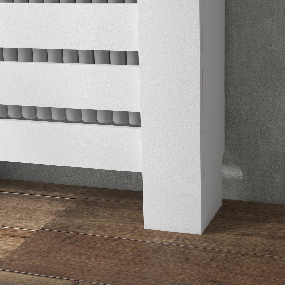 HOMCOM Heizkörperverkleidung Heizkörperabdeckung horizontale Lamellengitter mit 2 Schubladen aus Holz 78B x 19T x 95,5H cm weiß