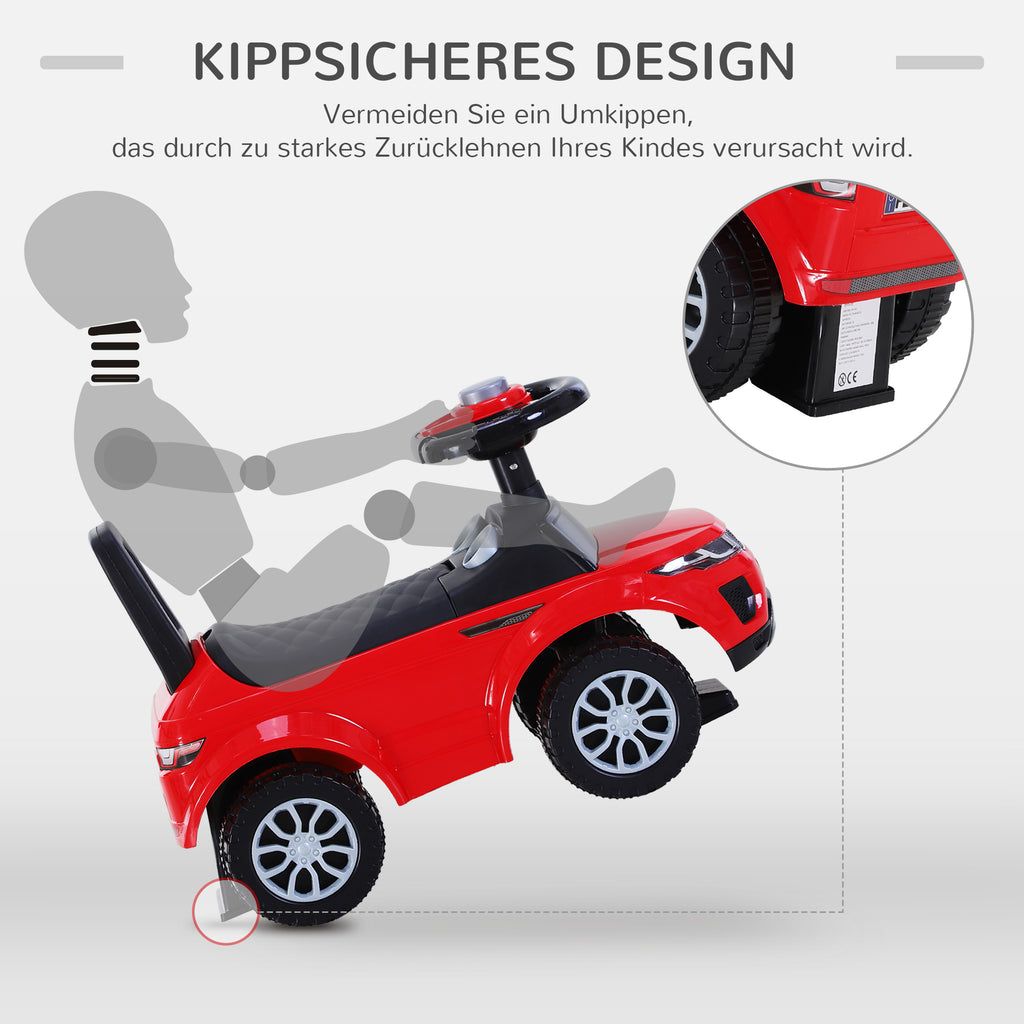 HOMCOM Kinderfahrzeug Lauflernhilfe mit Hupe Stauraum Rutschauto PP Rot 62 x 28 x 41,5 cm