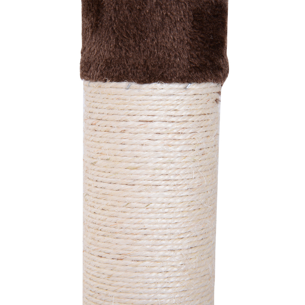 PawHut Kratzbaum Deckenhoch höhenverstellbar, stabiler Katzenbaum mit Sisalsäulen, Katzen Kletterbaum, Braun, 40 x 34 x 230-260 cm