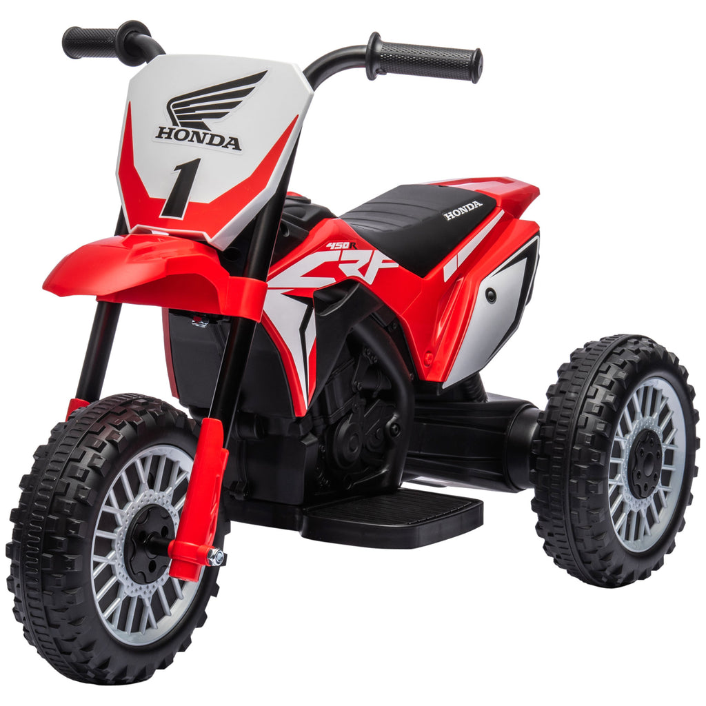 HOMCOM Elektro Kindermotorrad Honda, 3 km/h, Soundeffekte, für 18-36 Monate, Rot