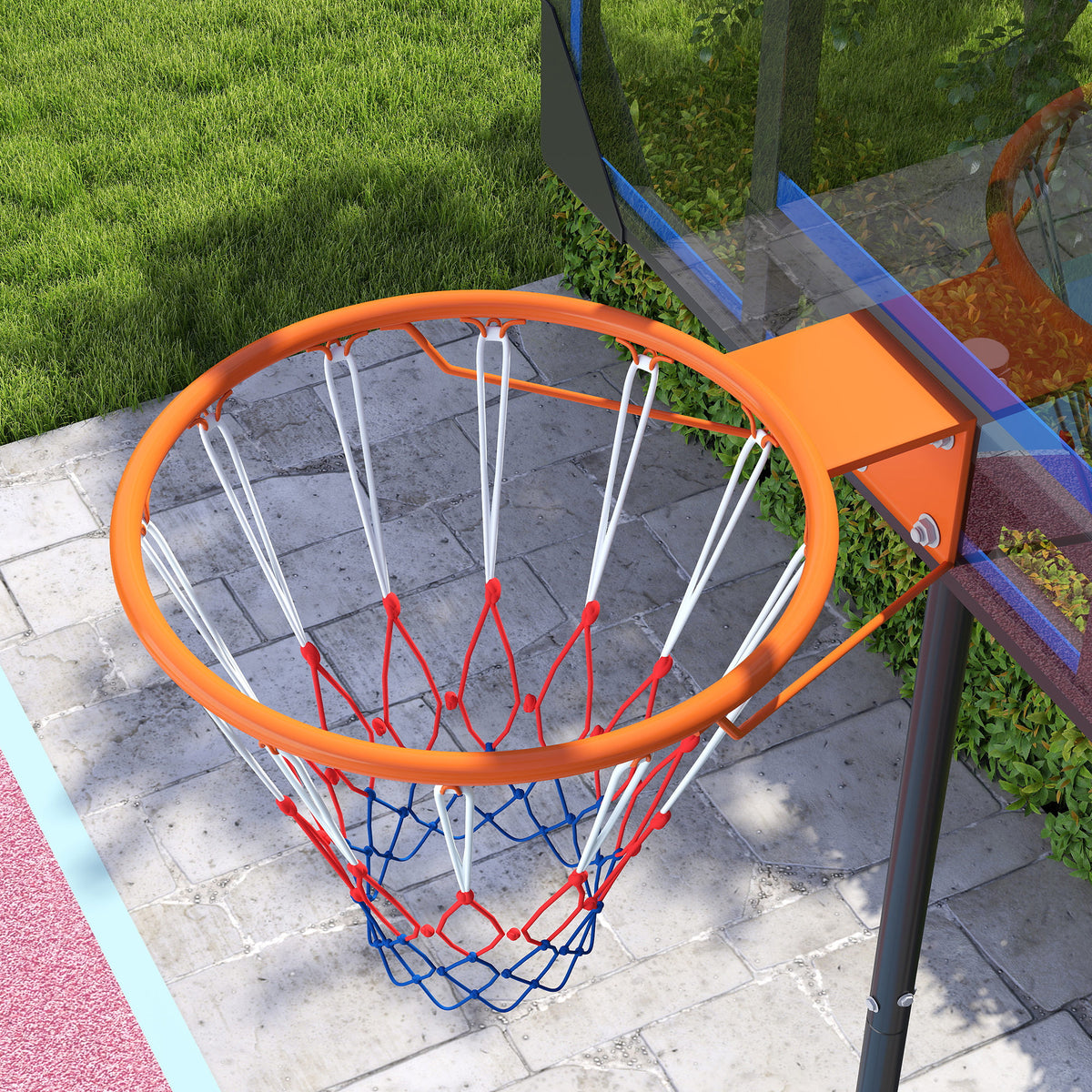AIYAPLAY Basketballkorb für Kinder, höhenverstellbar von 210-260 cm, Outdoor und Indoor mit Rädern, Standfuß, Blau