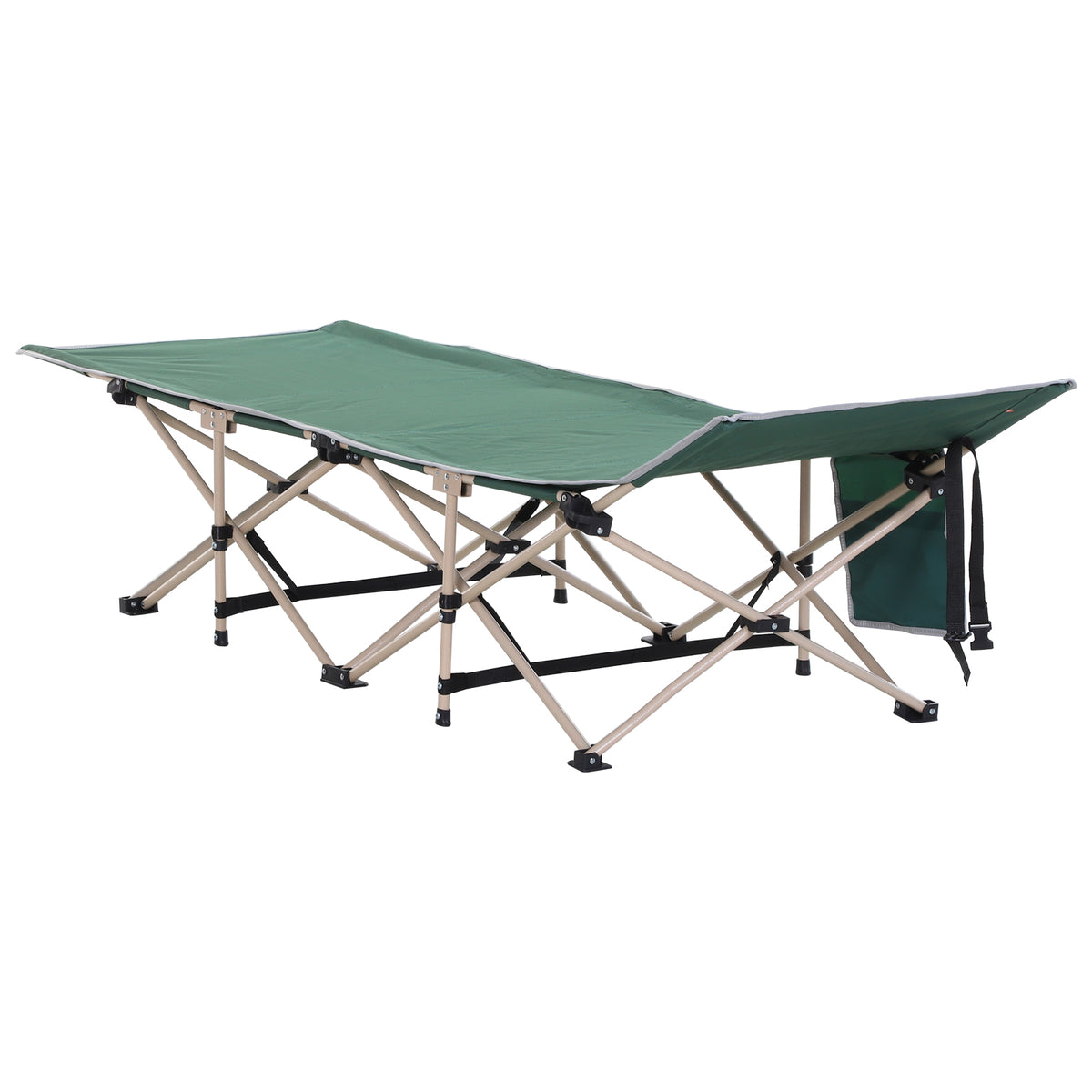 Outsunny Feldbett, Camping-Bett, klappbar, wetterbeständig, ink. Tragetasche, 190 cm x 68 cm x 52 cm, Grün + Beige