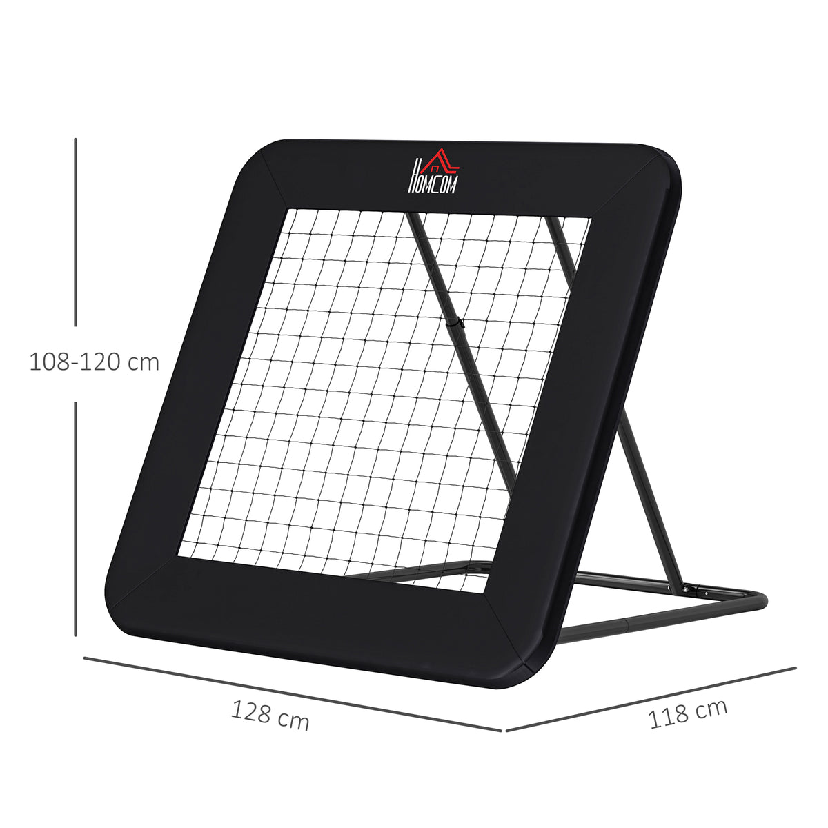 HOMCOM Rebounder für Fußball, Prellwand mit Schutzkante Heringen, verstellbar in 5 Stufen, tragbares Rebound, Fußballtor für Jugendliche, Rückprallwand für Handball Training 128x118x120cm, Schwarz