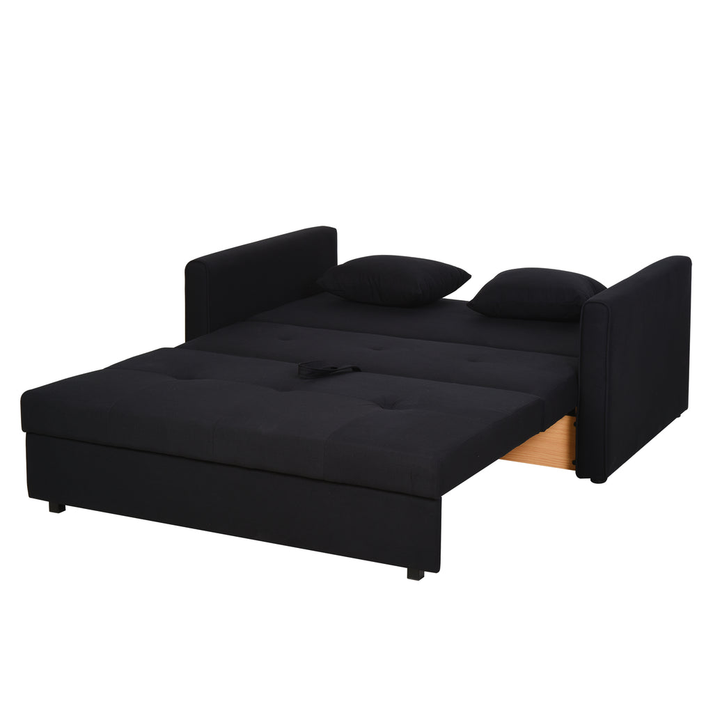 HOMCOM Schlafsofa, 2er-Sofa, mit verstecktem Stauraum, Pollycotton, Dunkelgrau