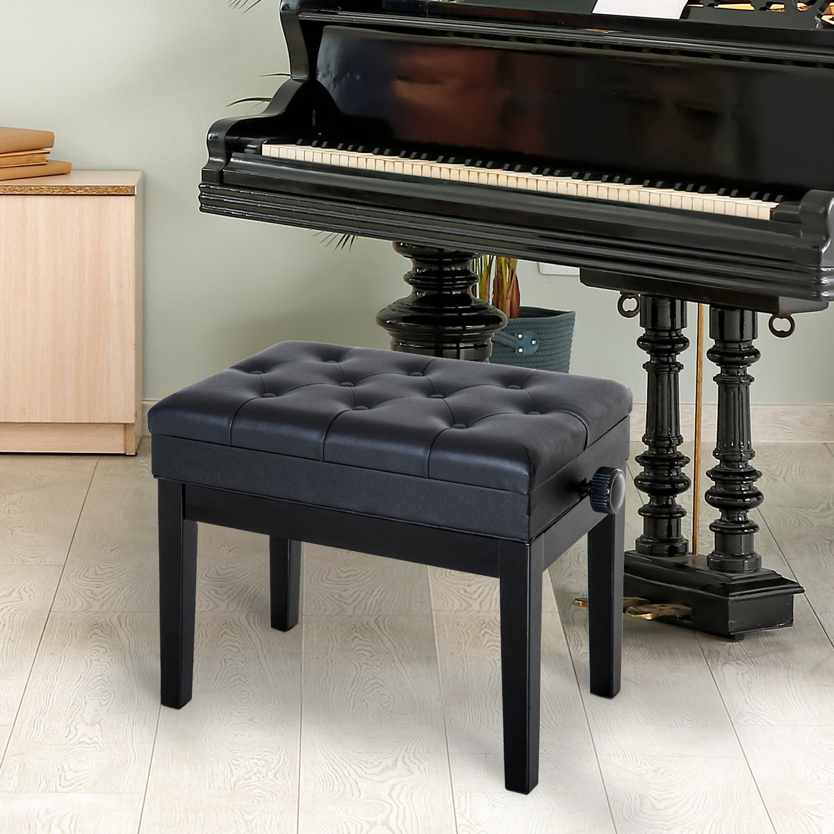 HOMCOM Klavierhocker Klavierbank Klavier Bank Schminkhocker Hocker mit Stauraum höhenverstellbar 54,5 x 33 x 48-58 cm