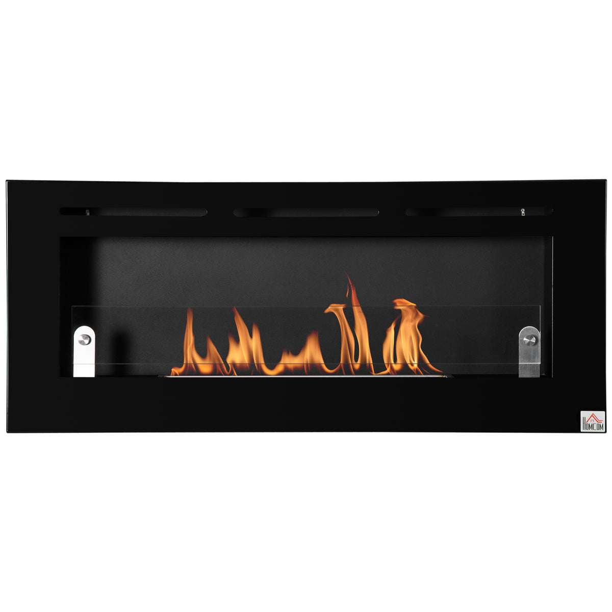 HOMCOM Bioethanol-Wandkamin zum Einbau, Brenner 2,8 L, ca. 3,5 Std. Brenndauer, Maße 102L x 16B x 43H cm, Fläche 25-30 m², Metall