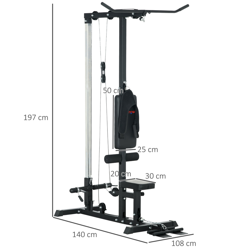 SPORTNOW Kraftstation für Zuhause, Ruderzüge, ohne Gewichte, Fitnessgerät für Zuhause, Stahl, Kunstleder, Schwarz