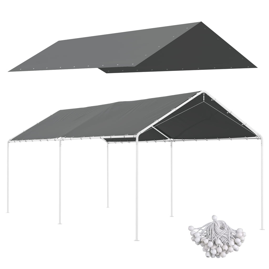 Outsunny Ersatzplane für 3 x 6 m Autounterstand mit 48 Bungee-Kugeln (nur Abdeckung, kein Rahmen enthalten)