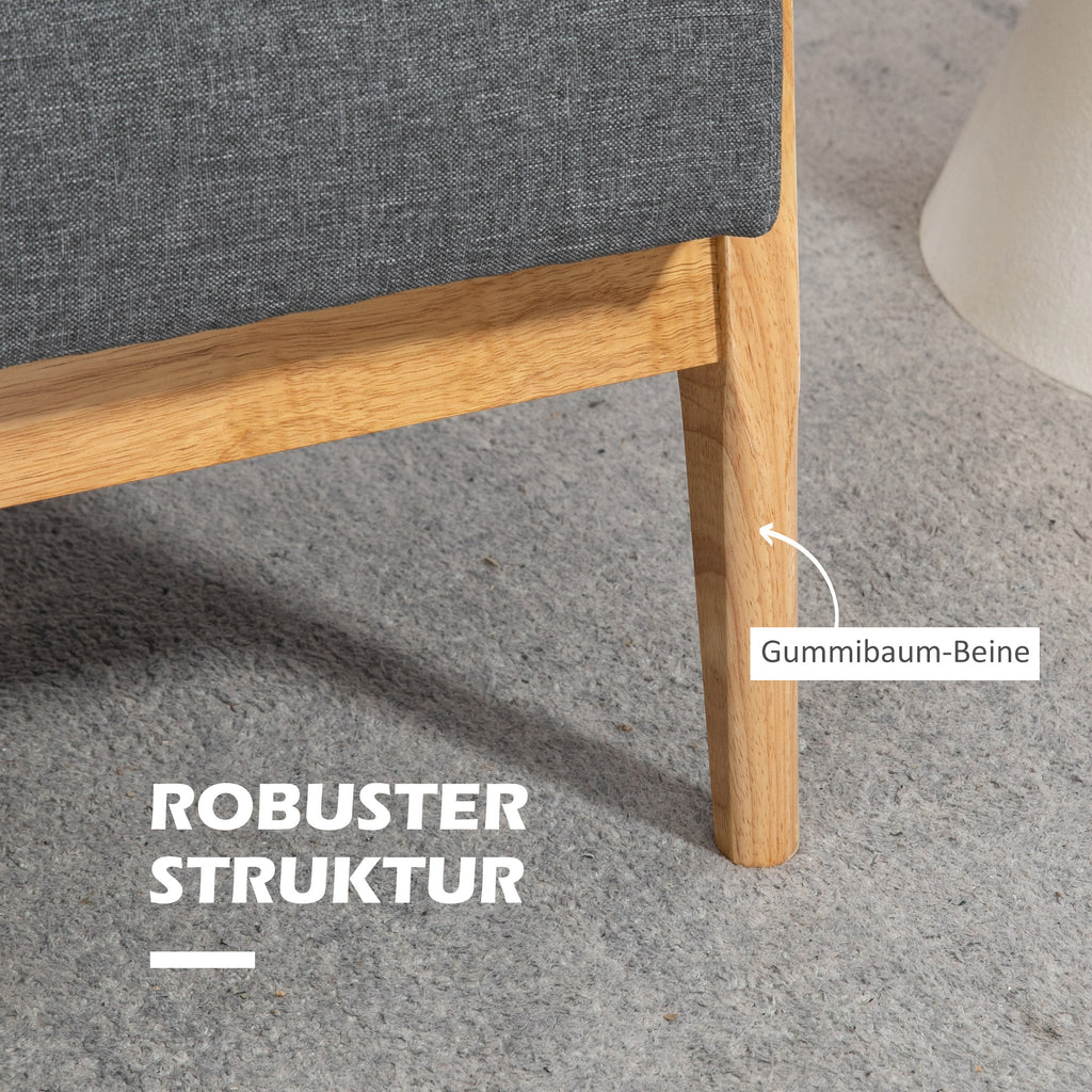 HOMCOM Dreisitzer-Polstersofa, Kautschukholz, 154,5 x 69,5 x 73 cm, Grau