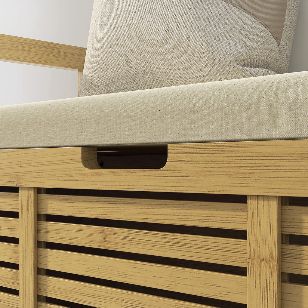 HOMCOM Schuhablage mit Stauraum, Schuhbank, weiche Sitzfläche, Bambus, 100x40x60 cm