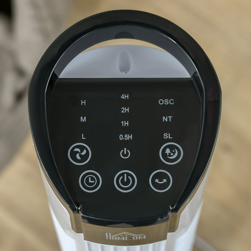 HOMCOM Turmventilator mit Fernsteuerung 70° Oszillierender Standventilator 78,5cm Säulenventilator 50 W 3 Modi & 3 Geschwindigkeiten Schwarz+Weiß