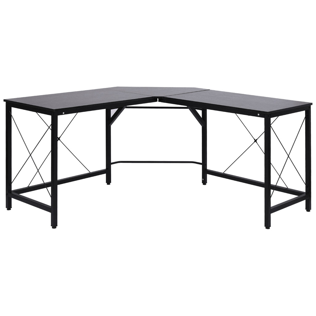 HOMCOM Computertisch Schreibtisch L-Form Eckschreibtisch Winkelschreibtisch MDF Schwarz 150 x 150 x 76 cm