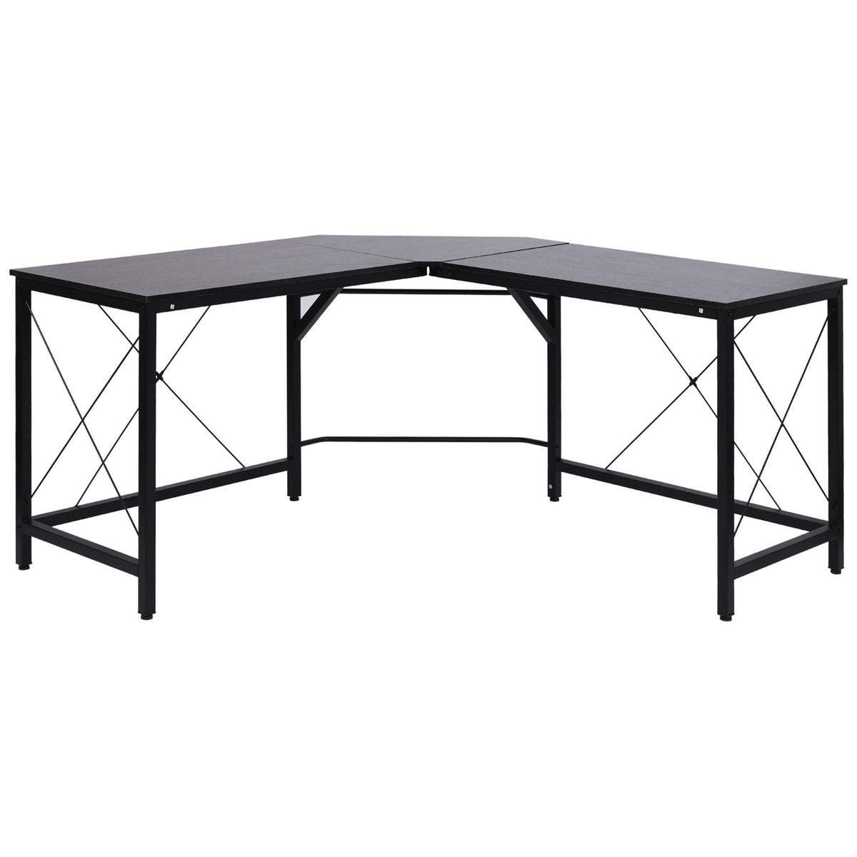 HOMCOM Computertisch Schreibtisch L-Form Eckschreibtisch Winkelschreibtisch MDF Schwarz 150 x 150 x 76 cm