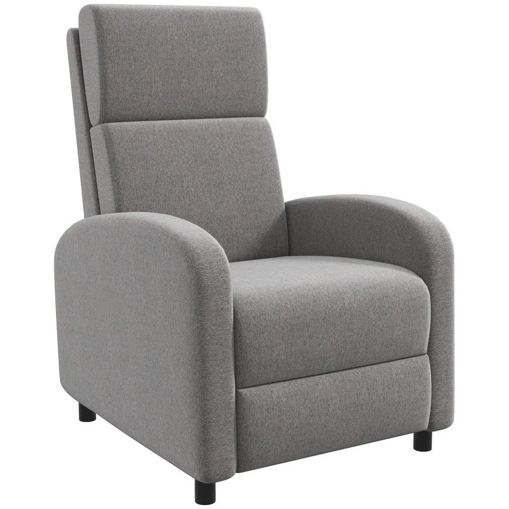 HOMCOM Relaxsessel Fernsehsessel, ausklappbare Fußstütze, neigbar bis zu 160°, 64 x 86 x 102 cm, Grau