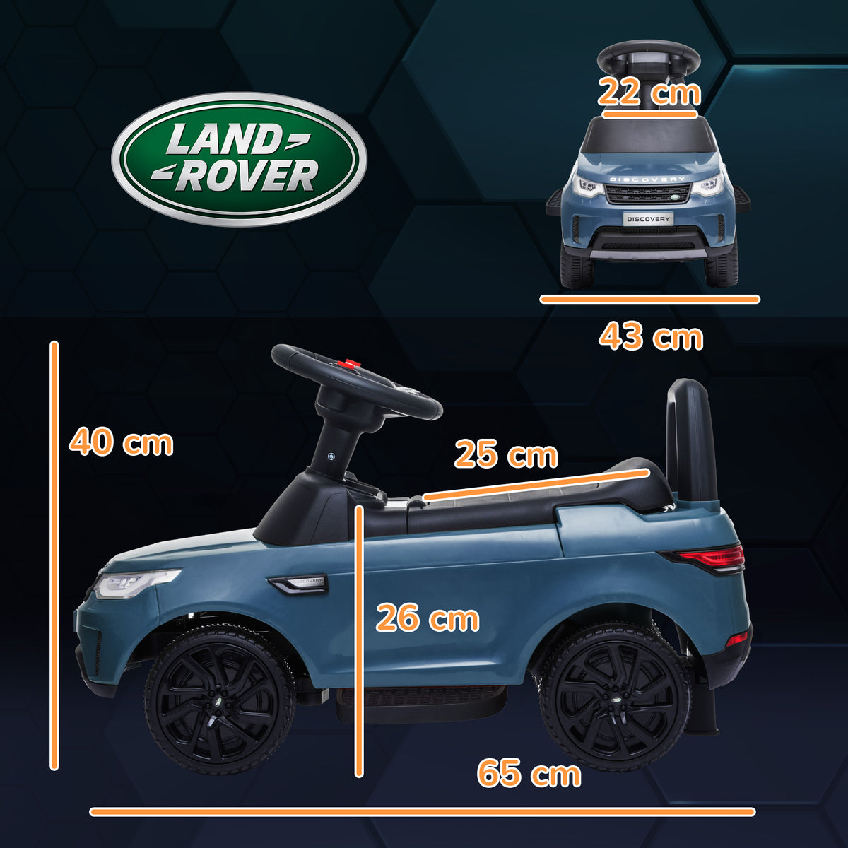 AIYAPLAY Elektro Kinderauto 6V, Land Rover, Fahr-/Schiebemodus, Scheinwerfer, Musik, Hellblau