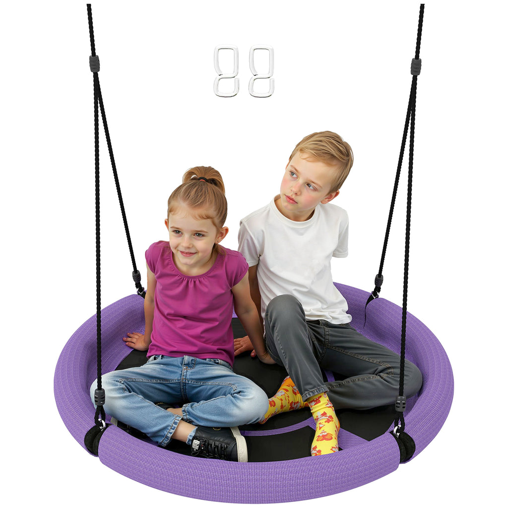 AIYAPLAY Nestschaukel, Runde Gartenschaukel, 150 kg belastbar, höhenverstellbar, Lila