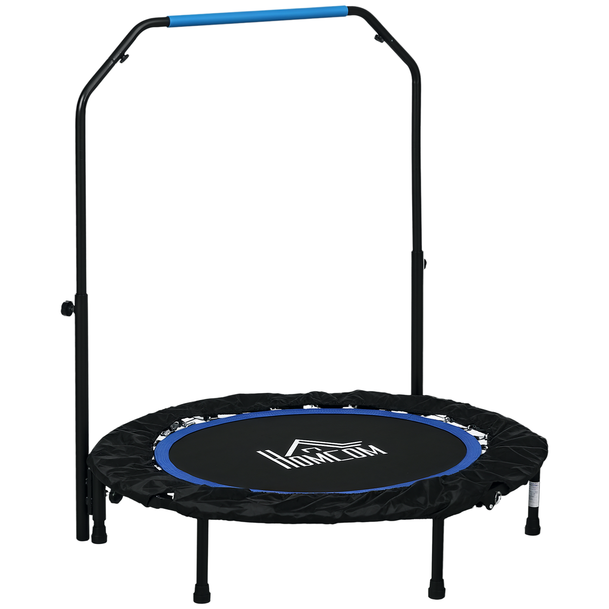 HOMCOM Fitnesstrampolin, klappbar, verstellbarer Haltegriff, Ø102x123H cm, bis 100 kg, Schwarz/Blau