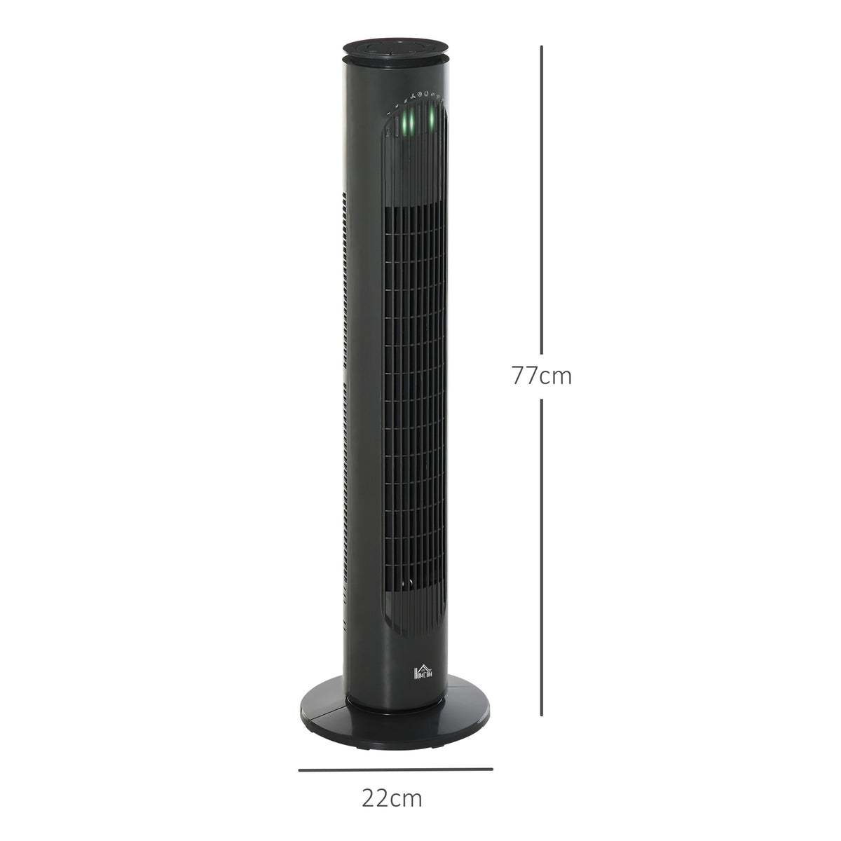 HOMCOM Säulenventilator 45W Fernbedienung Timer 3 Modi 3 Geschwindigkeiten oszillierend leise Ø 22 x 77 cm dunkelgrau