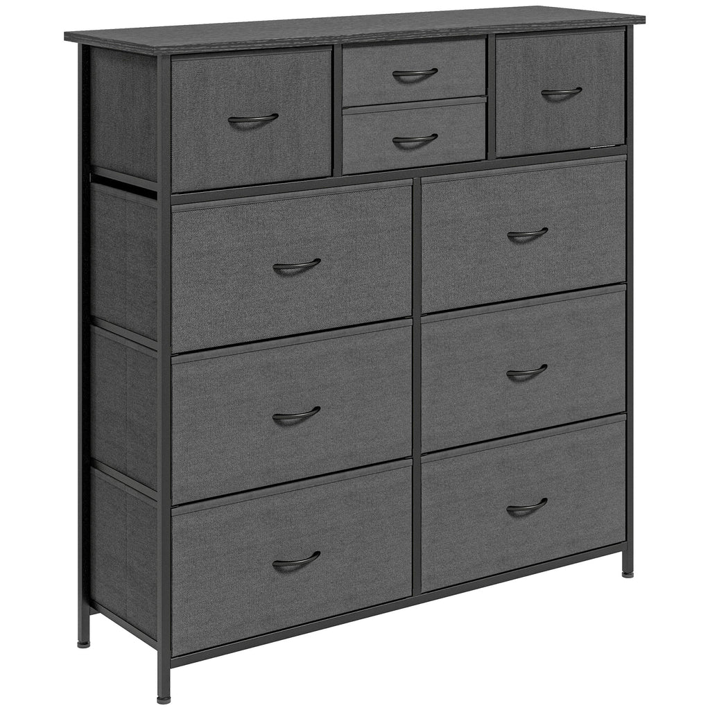 HOMCOM Kommode, Sideboard mit Stoffschubladen, 10 Fächer, Metallrahmen, 100x30x100cm, Schwarz