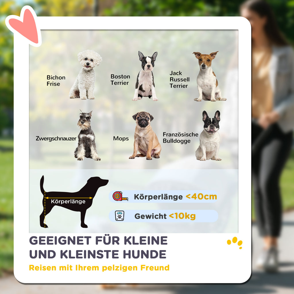 PawHut Hundewagen, Leichter und faltbarer Transportwagen für kleine Hunde, waschbares Kissen, Netzfenster, Grau