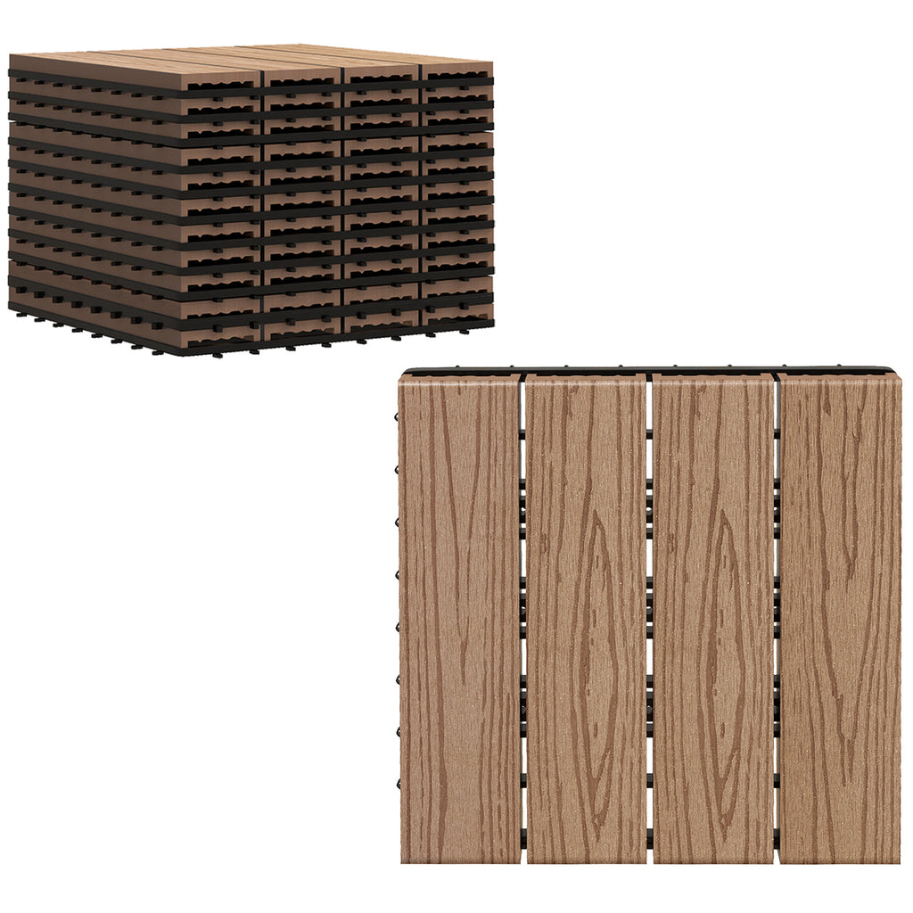 Outsunny Terrassenfliesen - Gitterrost - Set mit 11 Stück, Max. 1 m² Fläche - ineinander greifend, Sehr einfache Installation, Abm. 30 x 30 cm