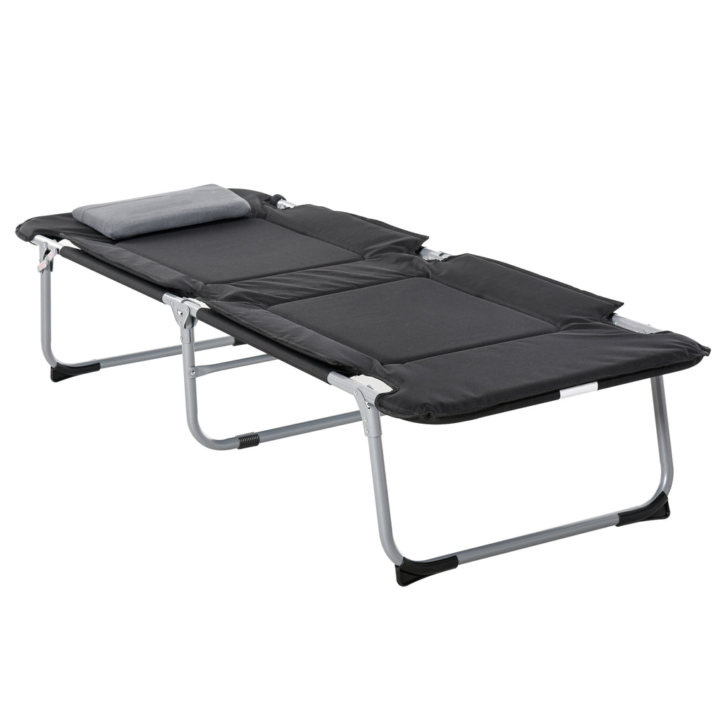 Outsunny Campingbett Feldbett Klappbett mit Kissen Campingliege für Outdoor Camping Reisen  183 x 66 x 33 cm