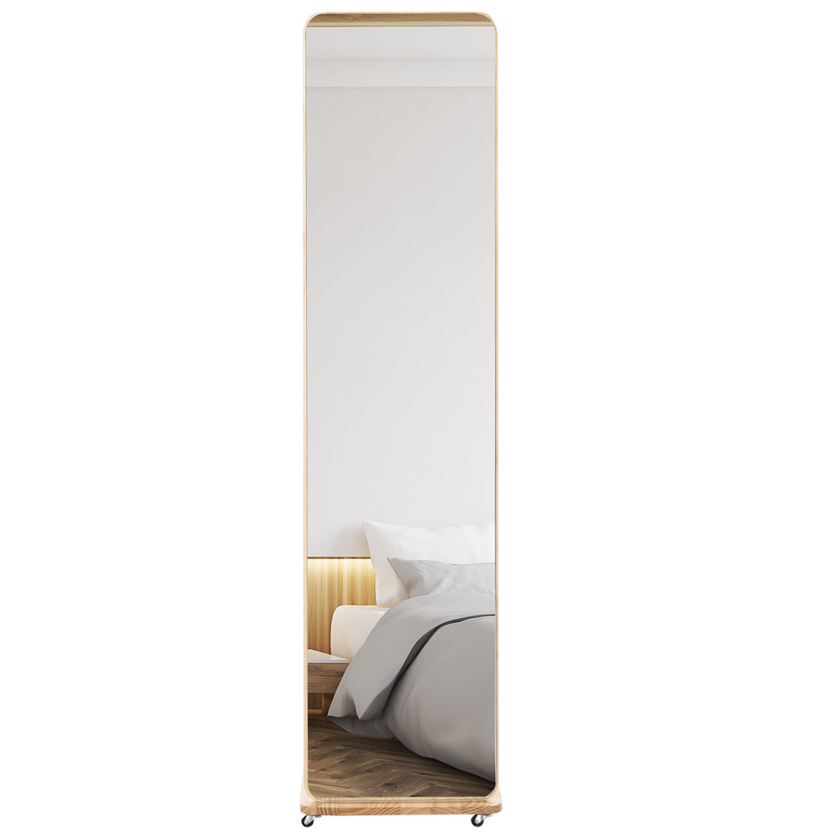HOMCOM Standspiegel Natur 40 cm x 44,5 cm x 170 cm