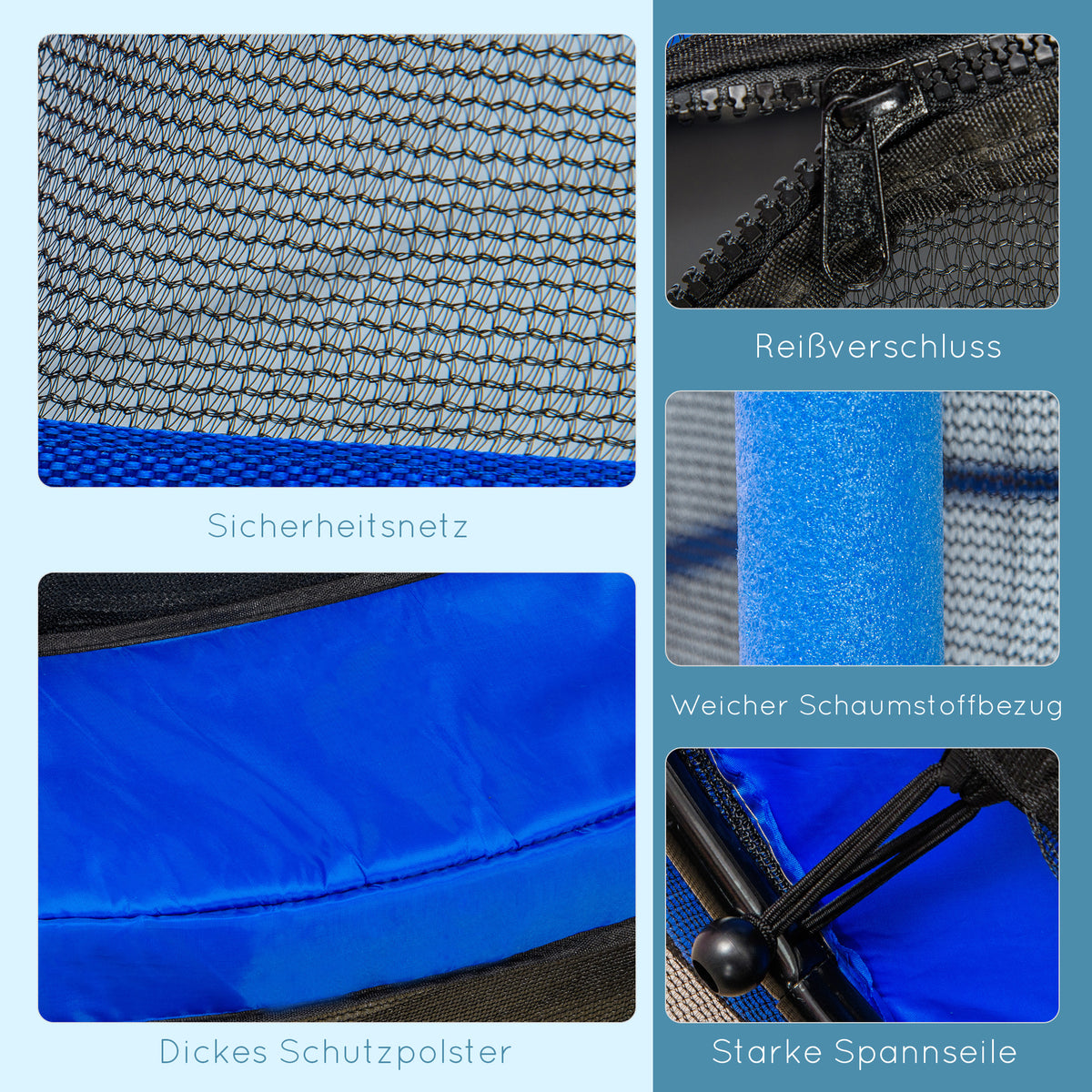 HOMCOM Trampolin für Kinder, Ø140 cm, mit Sicherheitsnetz, für innen und außen, Stahl, Kunststoff, belastbar bis 50 kg, Blau
