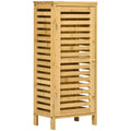 kleankin Badezimmerschrank mit Lamellentür, versetzbarem Einlegeboden, Naturbambus, 30x19,9x70 cm