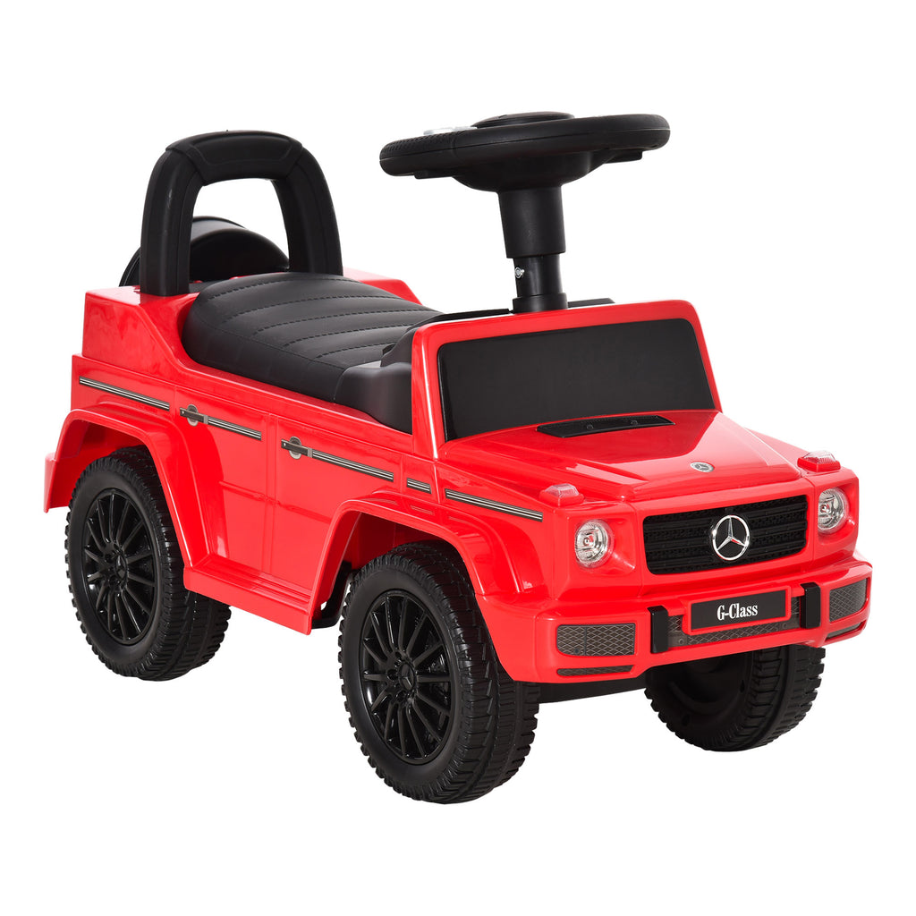 HOMCOM Kinder-Laufwagen Kinderfahrzeug zum Schieben lizenziertes Mercedes Benz 12-36 Monate Stauraum Hupe Lichter Rot