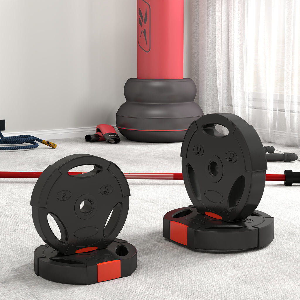 SPORTNOW 4er Gewichtsplatten-Set für Training, Fitnessstudio, Heimtraining, Stärke-Training, 2 x 10 kg und 2 x 5 kg, Schwarz