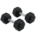 HOMCOM Hantelset, 2er Set Hanteln mit gerändeltem Griff, Kurzhantelset aus Gusseisen, 2 x 10 kg, Kurzhanteln für Männer und Frauen, Dumbbell Set für Zuhause, Fitnessstudio, Krafttraining