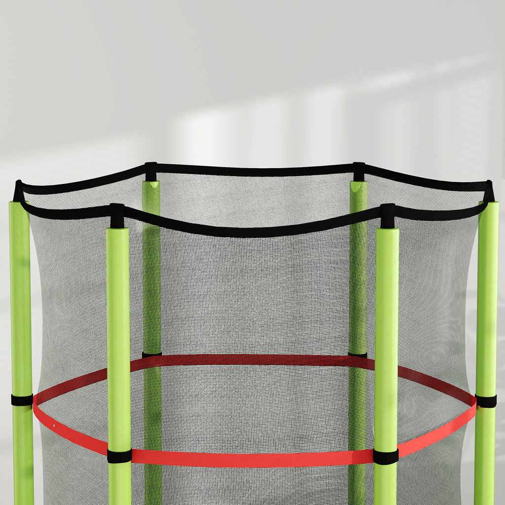 HOMCOM Kindertrampolin Sicherheitsnetz Reißverschlusstür 6 gepolsterte Stangen maximale Belastung 45 kg Ø 1,40 x 1,90H m Grün