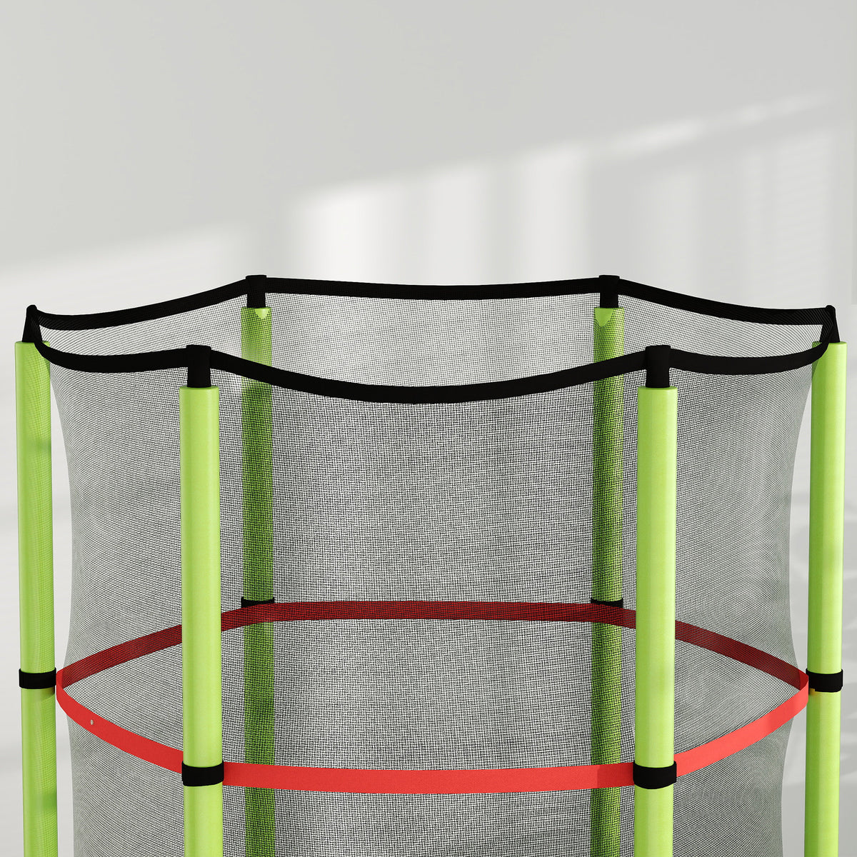 HOMCOM Kindertrampolin Sicherheitsnetz Reißverschlusstür 6 gepolsterte Stangen maximale Belastung 45 kg Ø 1,40 x 1,90H m Grün