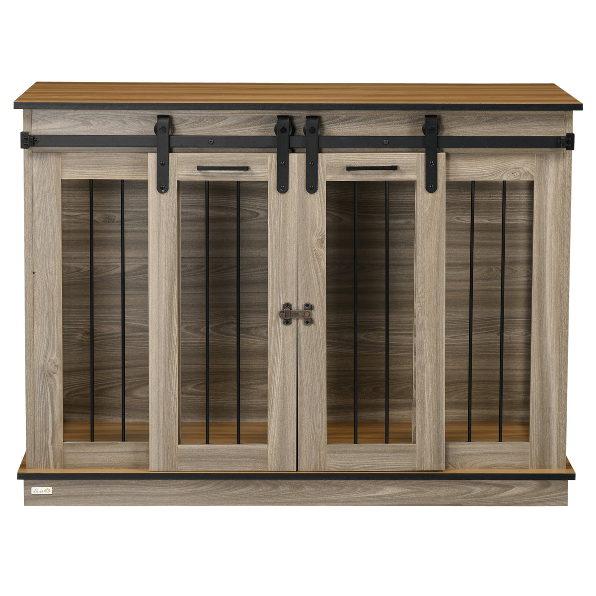 PawHut Hundekäfig mit 2 Türen, Hundebox, Transportbox für Hunde, rustikales Design, verriegelbar, Braun