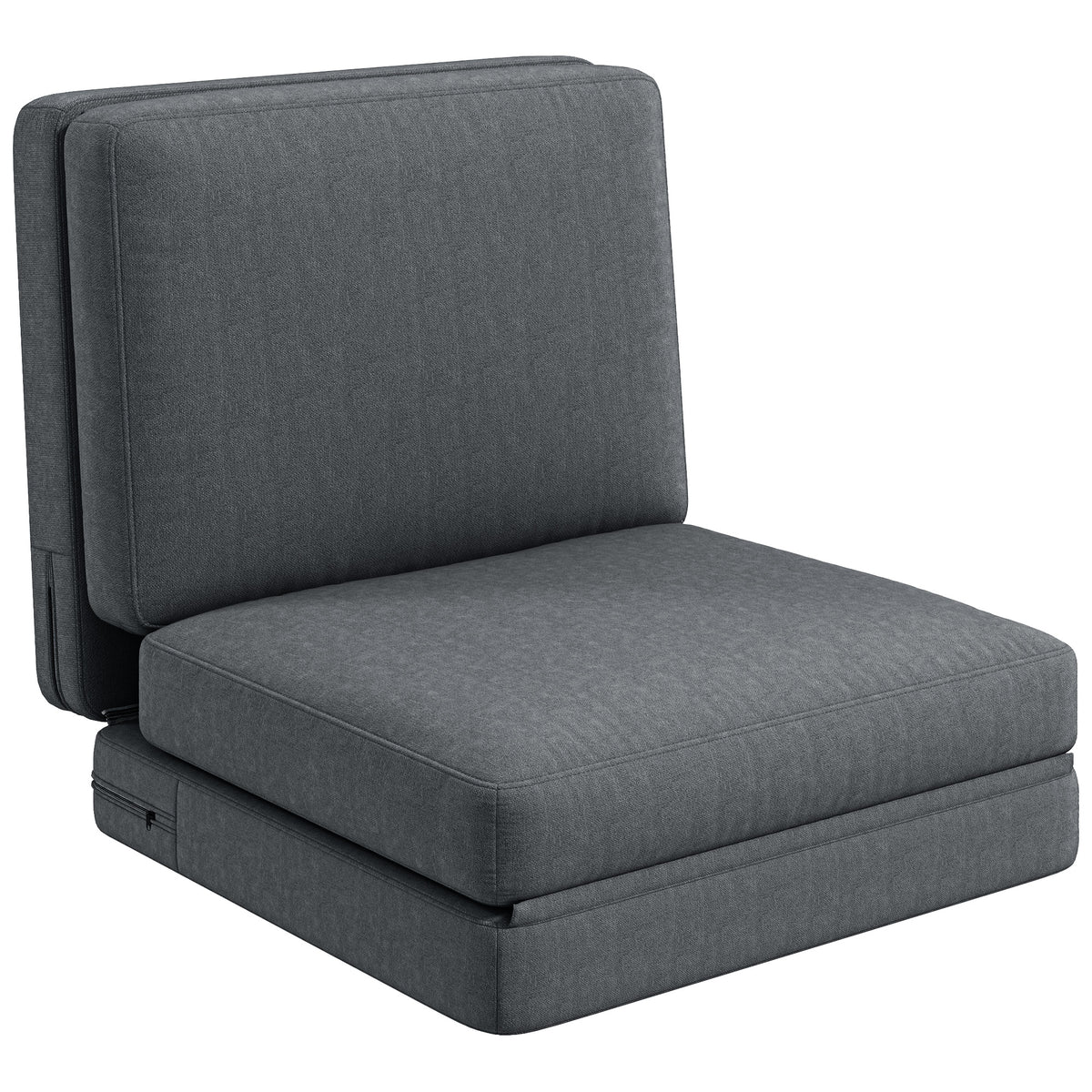 HOMCOM Faltbarer Bodensessel mit Kissen, wandelbares Polstersofa, Wohnzimmer, Gästezimmer, Büro, 75 x 268 x 18 cm, Dunkelgrau