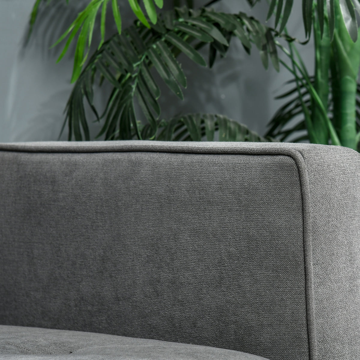 HOMCOM Schlafsofa 3-Sitzer Schlafcouch Stoffsofa Sofa mit Schlaffunktion Bettsofa mit verstellbarem Winkel Vintage Eukalyptusholz Baumwolle Grau