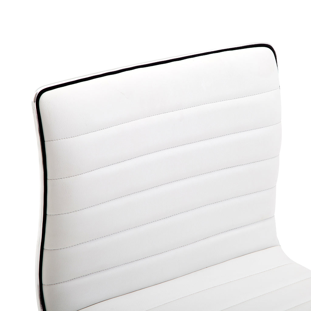 HOMCOM Friseurstuhl, Salonstuhl mit Rückenlehne, Höhenverstellbar, Stahl PU, Weiß, 48 x 52 x 78-90 cm