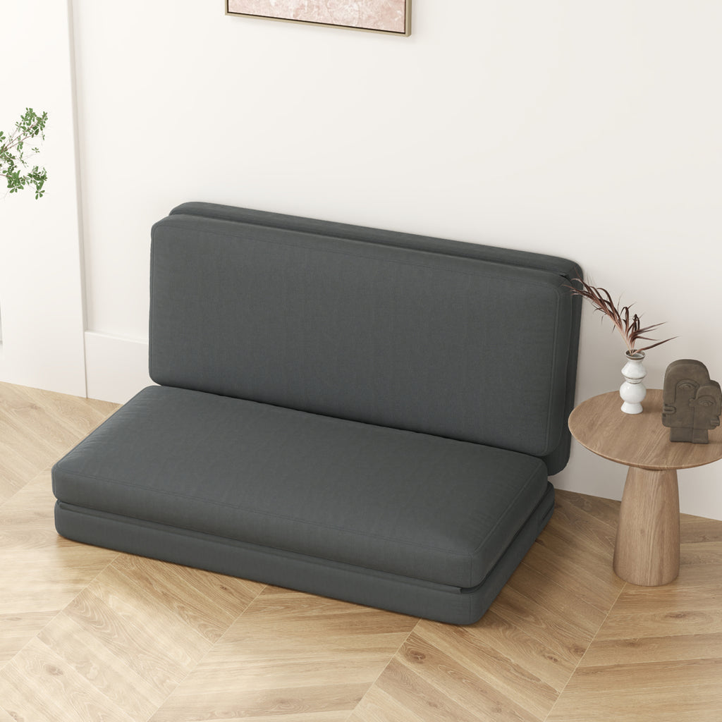 HOMCOM 3-in-1 faltbarer Relaxsessel, Gästematratze, teilbar, 138 cm breit, Dunkelgrau