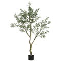 HOMCOM Künstlicher Olivenbaum, Kunstpflanze, Lebensechte Olivenpflanze in Pflanztopf, 180 cm, Kunststoff, Grün