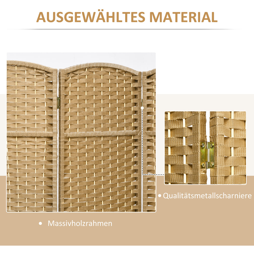 HOMCOM 8-teiliger Raumtrenner, Faltbarer Sichtschutz, Sichtschutzwand für Wohnzimmer, Schlafzimmer, Homeoffice, Natur
