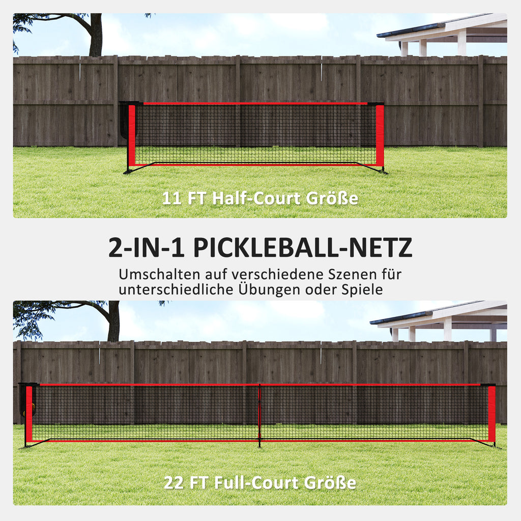 SPORTNOW Pickleball-Set mit Netz, Ständer, Bällen, Stahl, Kunststoff, Rot